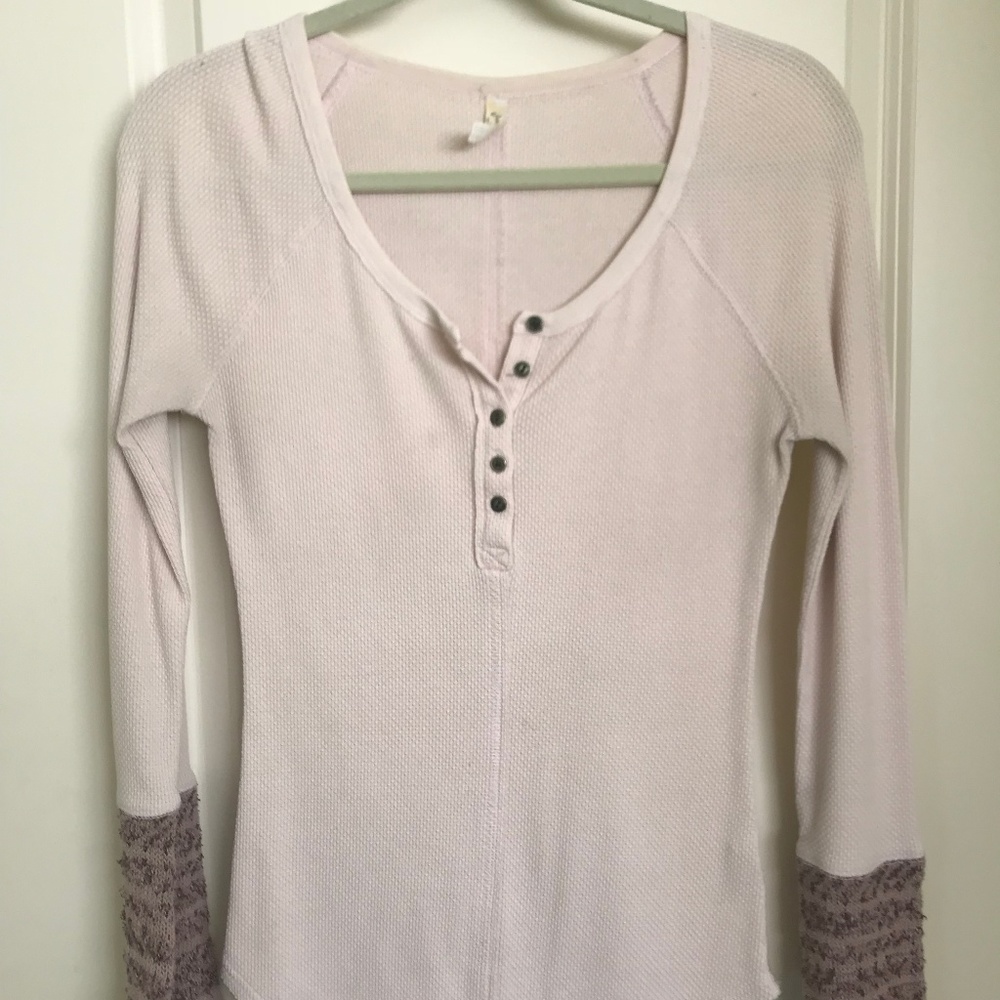 Free People Light Pink Long Sleeved Top